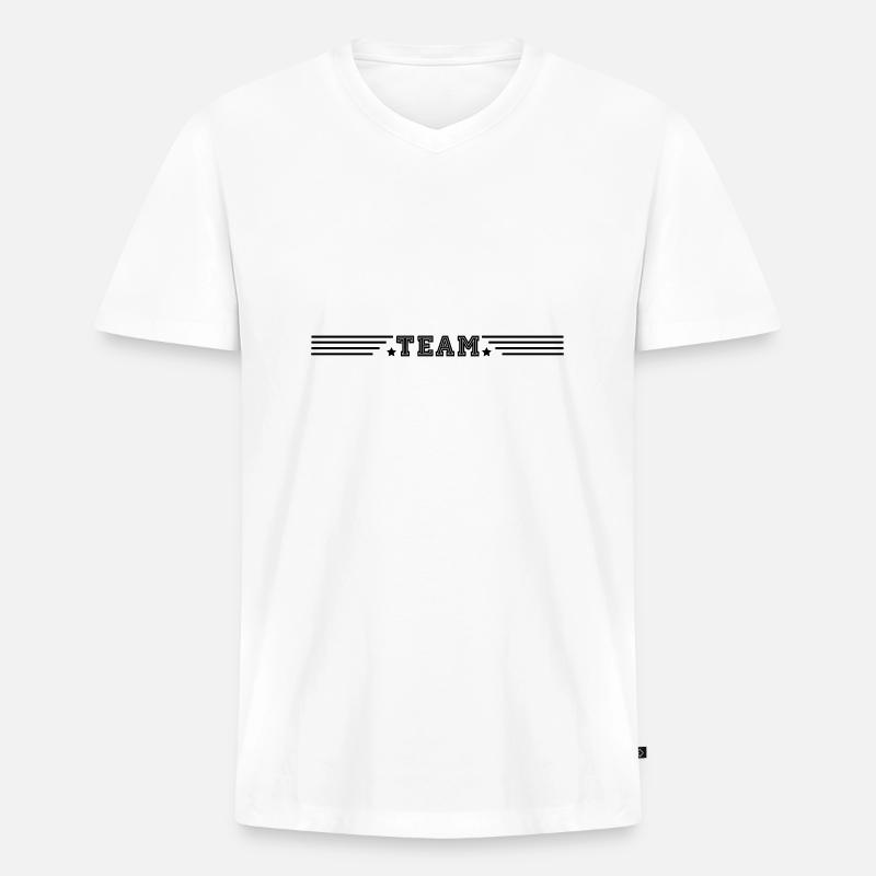 TEAM - Männer Premium Bio T-Shirt mit V-Ausschnitt - Weiß