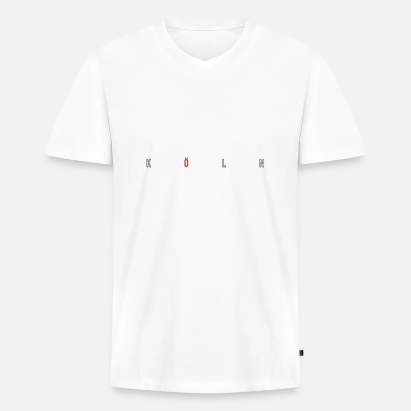 Köln mit rotem ö - Männer Premium Bio T-Shirt mit V-Ausschnitt - Weiß