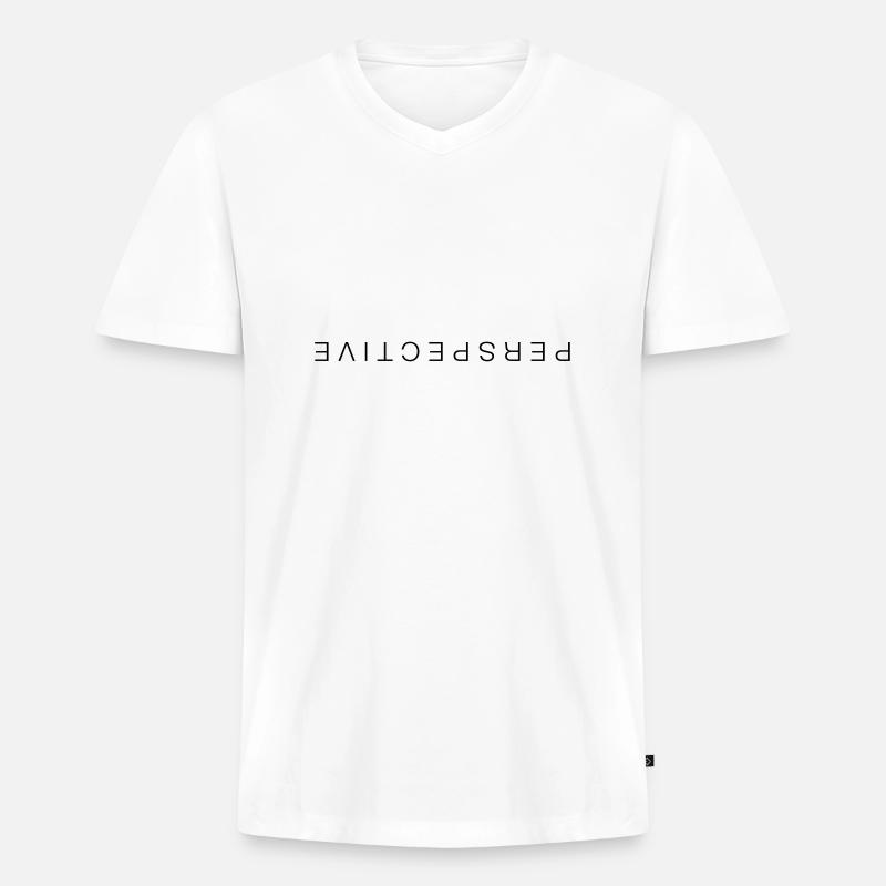 Perspective - Männer Premium Bio T-Shirt mit V-Ausschnitt - Weiß