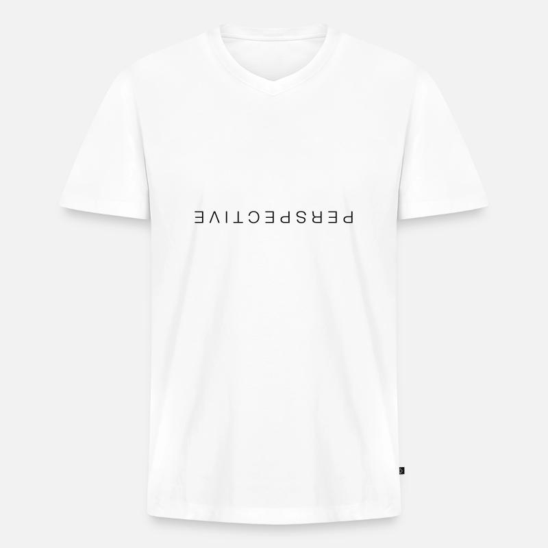 Perspective - Männer Premium Bio T-Shirt mit V-Ausschnitt - Weiß