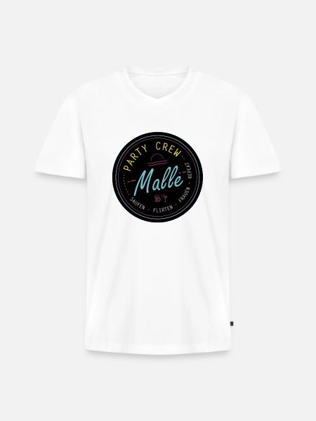 Malle Party Crew - Männer Premium Bio T-Shirt mit V-Ausschnitt - Weiß