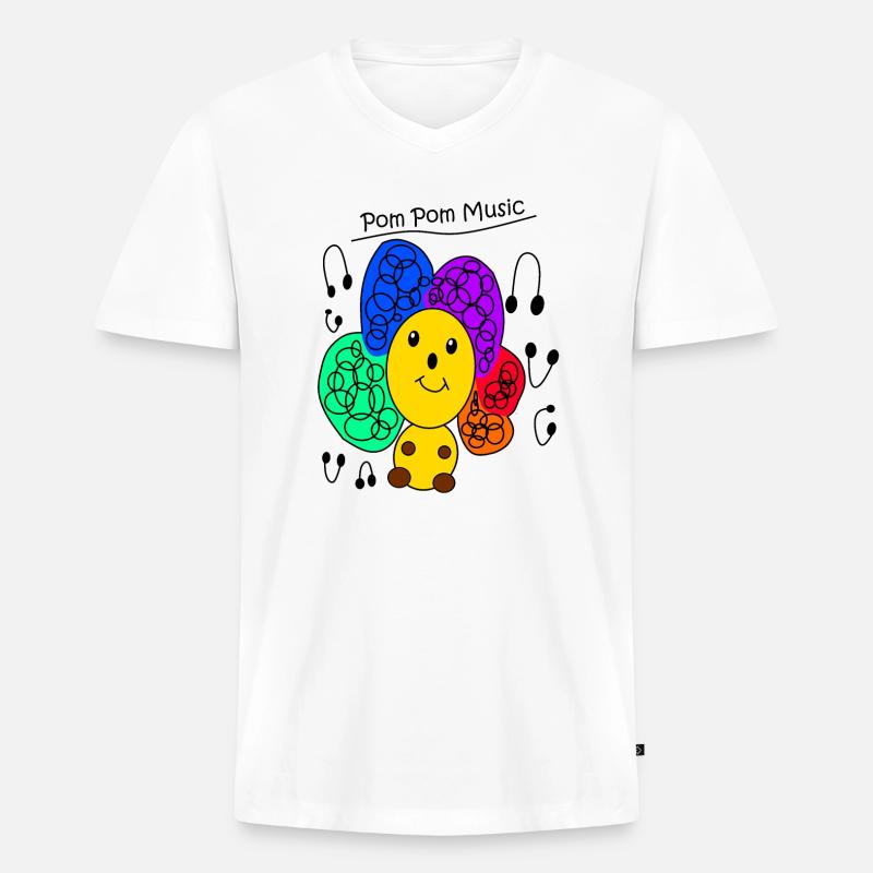 PomPom - Männer Premium Bio T-Shirt mit V-Ausschnitt - Weiß