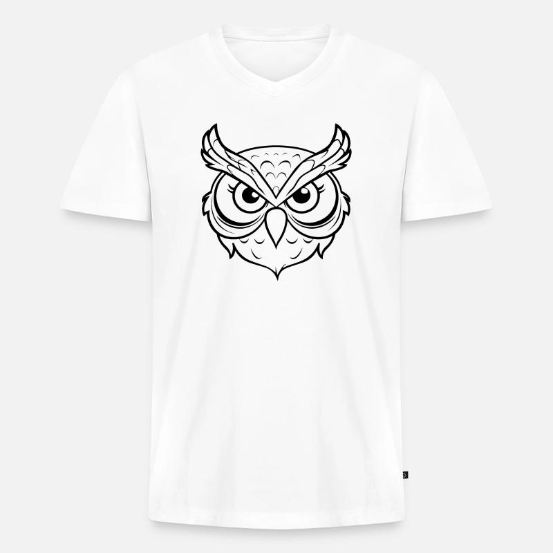 Eule Eulen Vogel - Männer Premium Bio T-Shirt mit V-Ausschnitt - Weiß