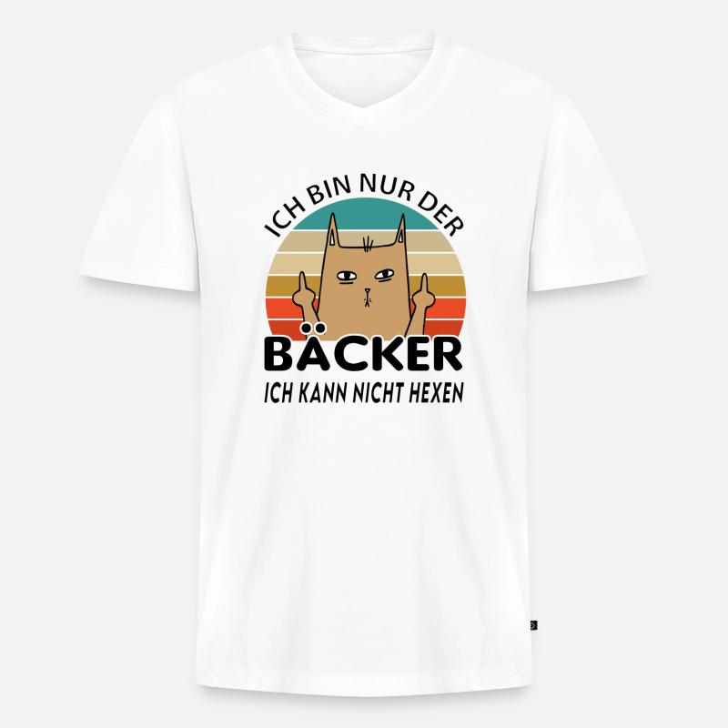 Bäcker - Männer Premium Bio T-Shirt mit V-Ausschnitt - Weiß