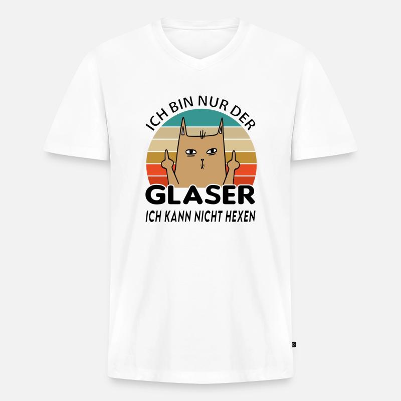 Glaser - Männer Premium Bio T-Shirt mit V-Ausschnitt - Weiß