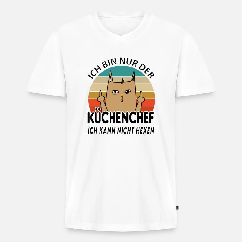 Küchenchef - Männer Premium Bio T-Shirt mit V-Ausschnitt - Weiß