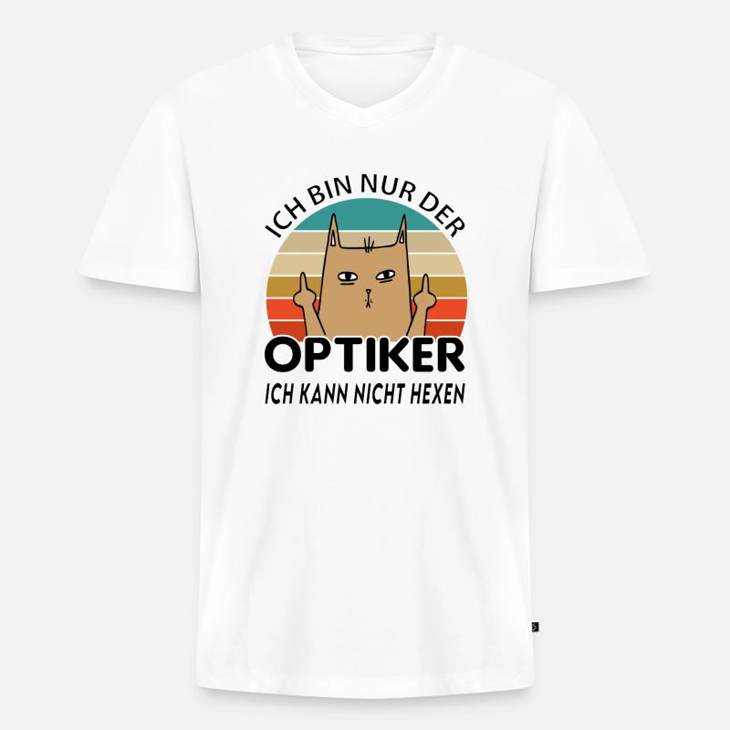 Optiker - Männer Premium Bio T-Shirt mit V-Ausschnitt - Weiß