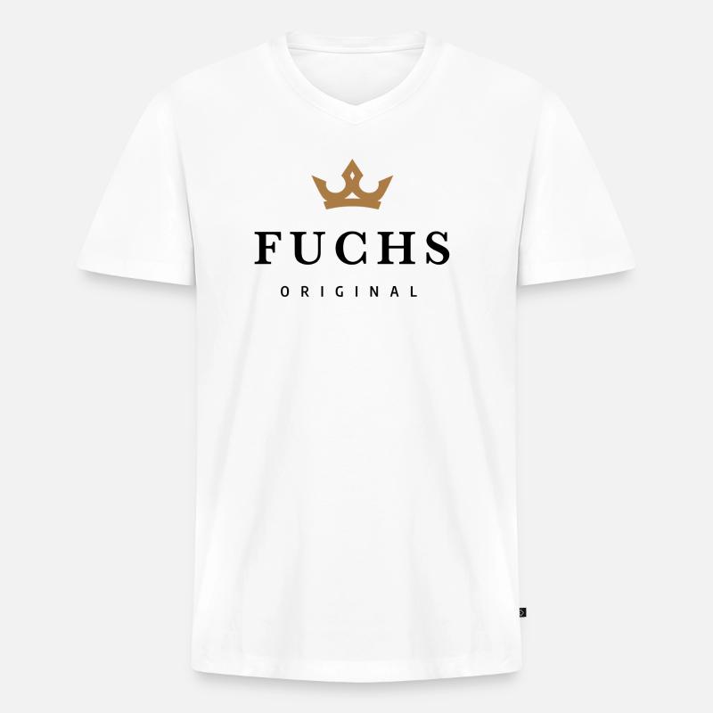 Fuchs - Männer Premium Bio T-Shirt mit V-Ausschnitt - Weiß