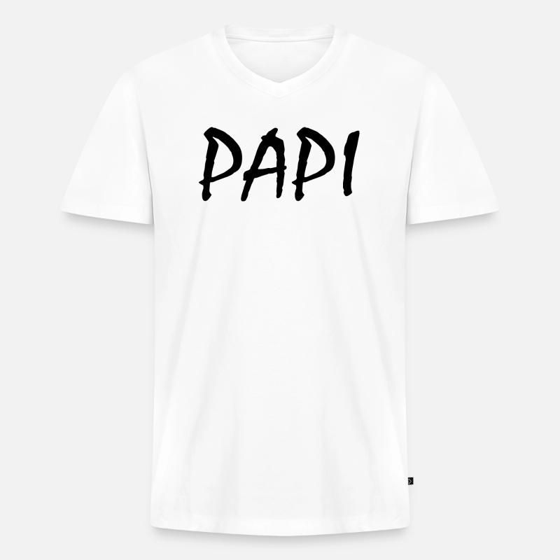 Papi - Männer Premium Bio T-Shirt mit V-Ausschnitt - Weiß