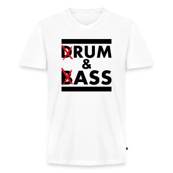 Drum and bass - rum and ass - Männer Premium Bio T-Shirt mit V-Ausschnitt - Weiß - Vorne - Nico (187cm)