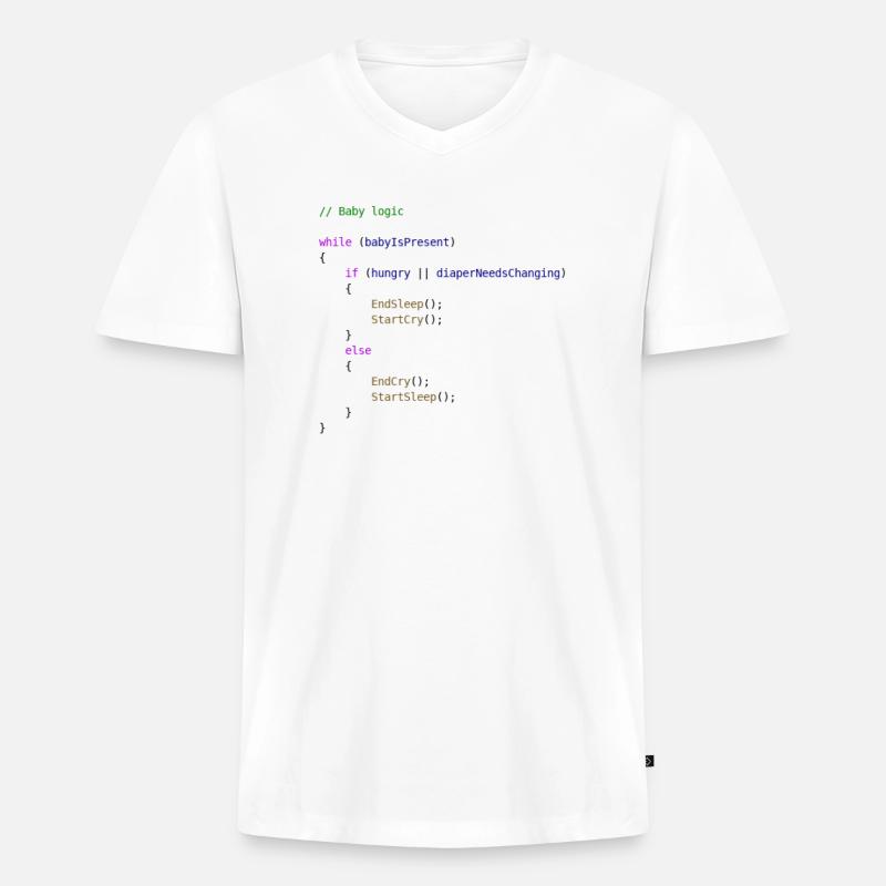 Baby logic Programmierer Geschenkidee - Männer Premium Bio T-Shirt mit V-Ausschnitt - Weiß