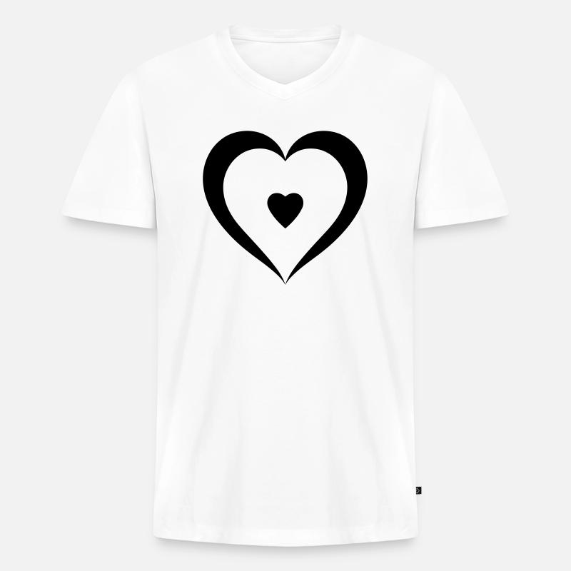 Herz - Männer Premium Bio T-Shirt mit V-Ausschnitt - Weiß