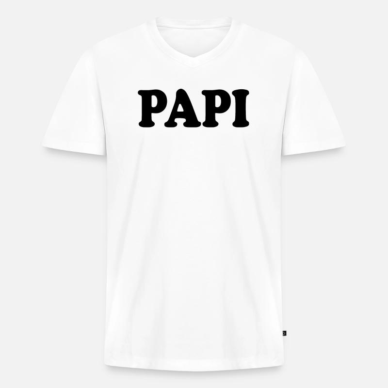 Papi - Männer Premium Bio T-Shirt mit V-Ausschnitt - Weiß
