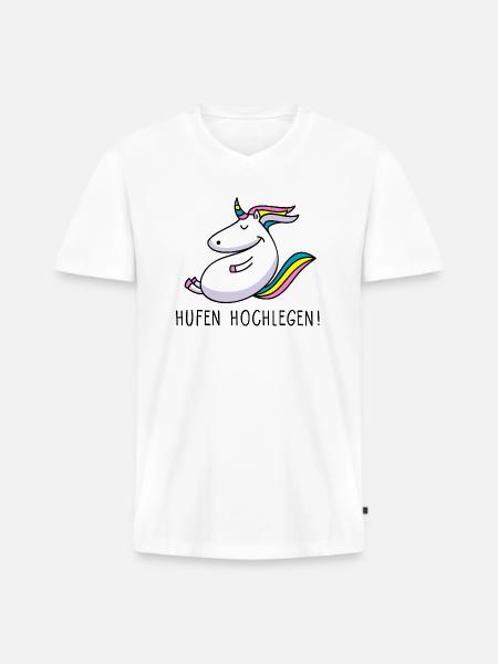 Hufen hochlegen - Männer Premium Bio T-Shirt mit V-Ausschnitt - Weiß