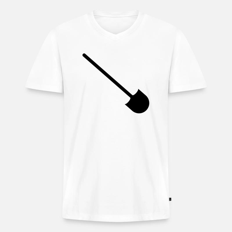 BAGGERARBEITEN - Männer Premium Bio T-Shirt mit V-Ausschnitt - Weiß
