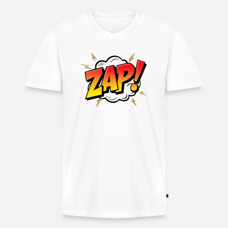 ZAPPEN! - Ein dynamischer Comic-Ausruf - Männer Premium Bio T-Shirt mit V-Ausschnitt - Weiß