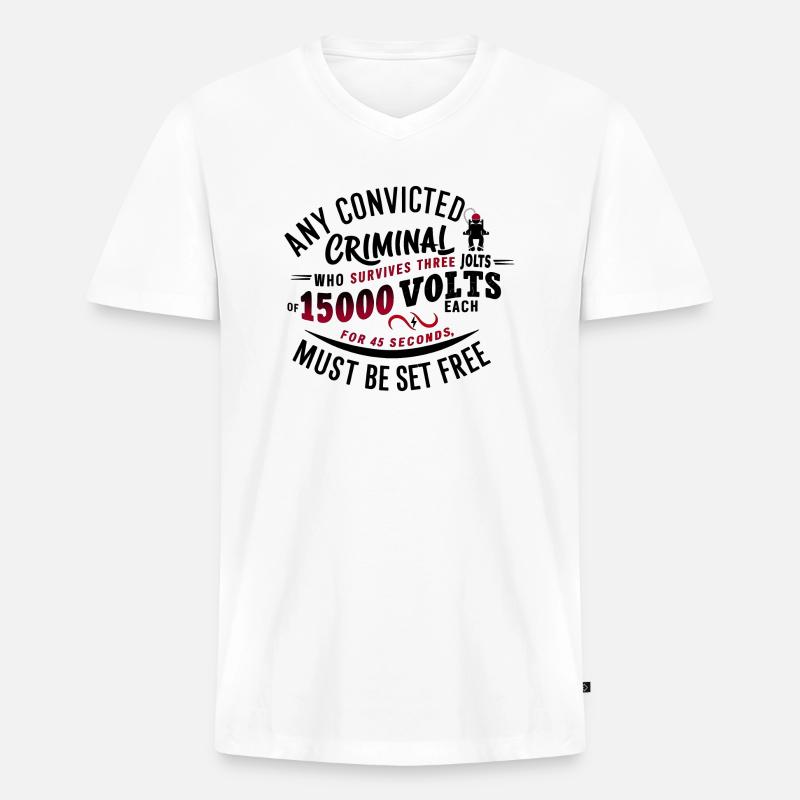 Electric Justice: Freiheit oder Schicksal? - Männer Premium Bio T-Shirt mit V-Ausschnitt - Weiß