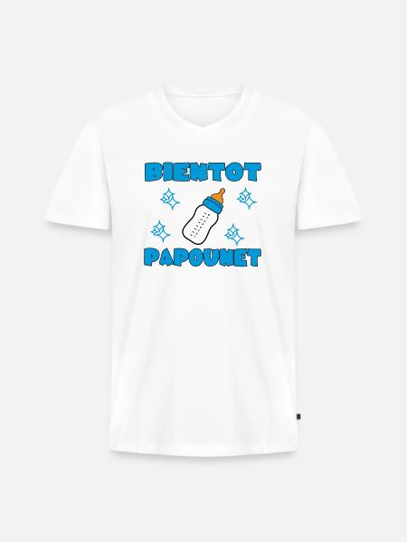 SOON DADDY - Men's Premium Organic T-shirt with V-neck - white