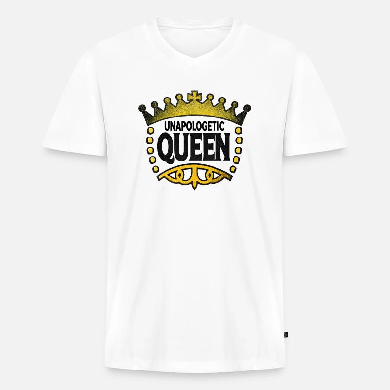 Unverfrorene Königin - Männer Premium Bio T-Shirt mit V-Ausschnitt - Weiß