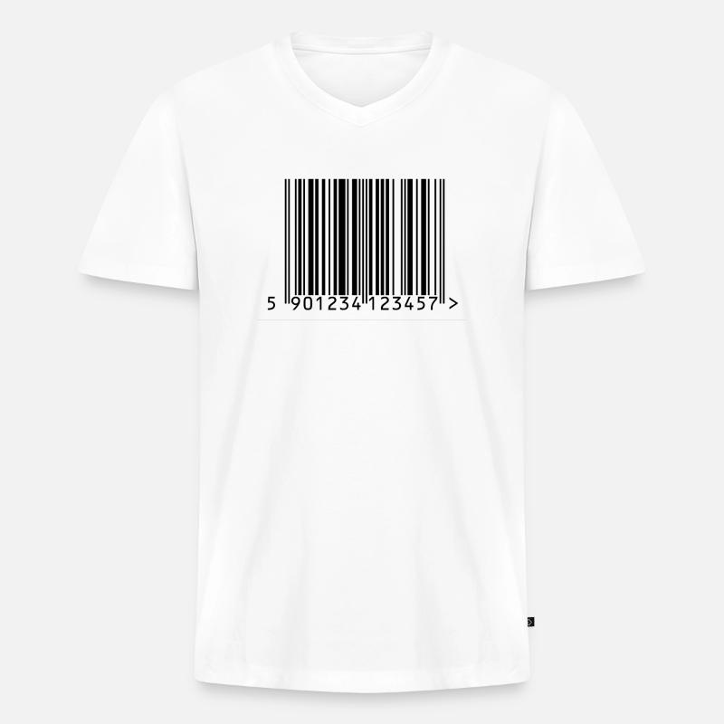 Barcode-Design - Männer Premium Bio T-Shirt mit V-Ausschnitt - Weiß