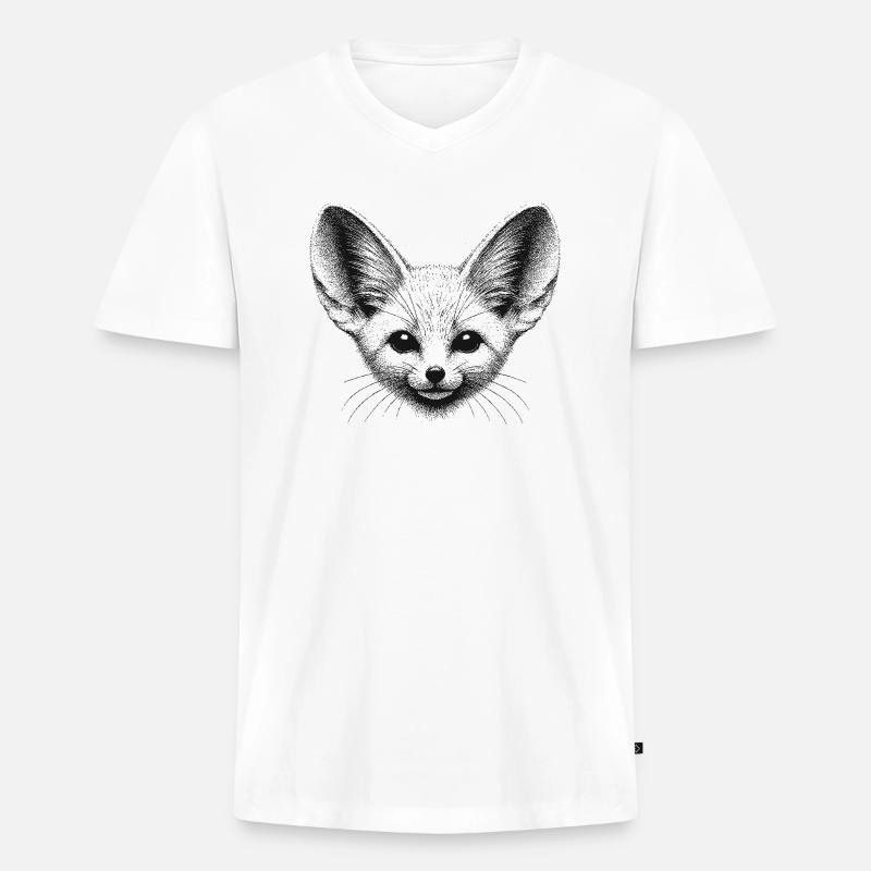 Fennek - Männer Premium Bio T-Shirt mit V-Ausschnitt - Weiß