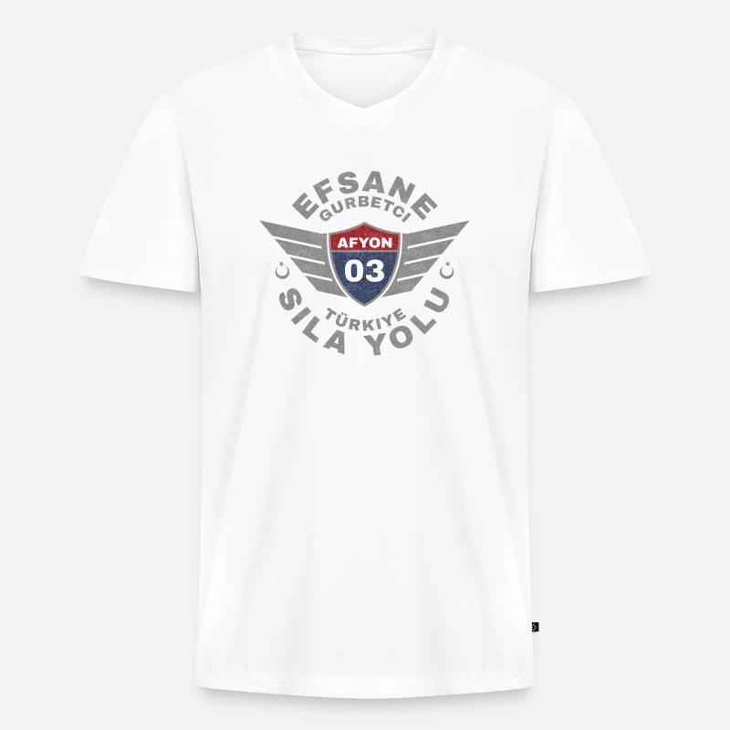 Afyon - Männer Premium Bio T-Shirt mit V-Ausschnitt - Weiß