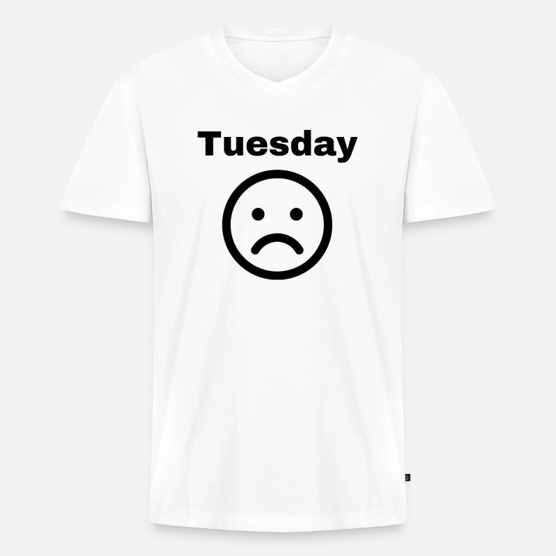 Tuesday D: Witziger Spruch - Männer Premium Bio T-Shirt mit V-Ausschnitt - Weiß