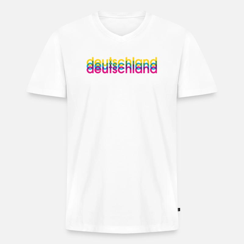 Deutschland CMYK - Männer Premium Bio T-Shirt mit V-Ausschnitt - Weiß