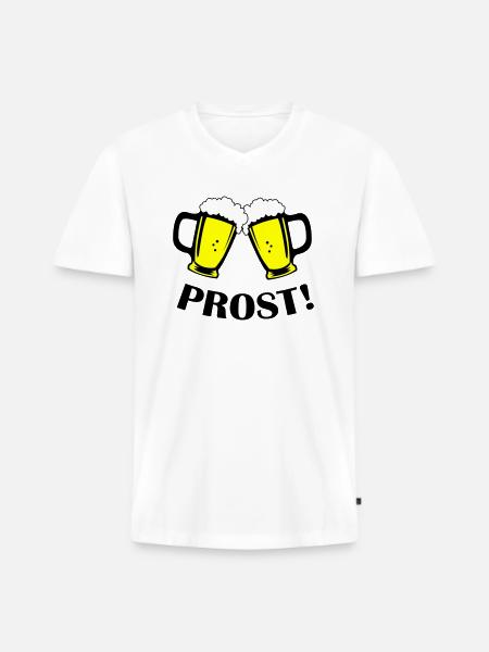 bier prost - Männer Premium Bio T-Shirt mit V-Ausschnitt - Weiß