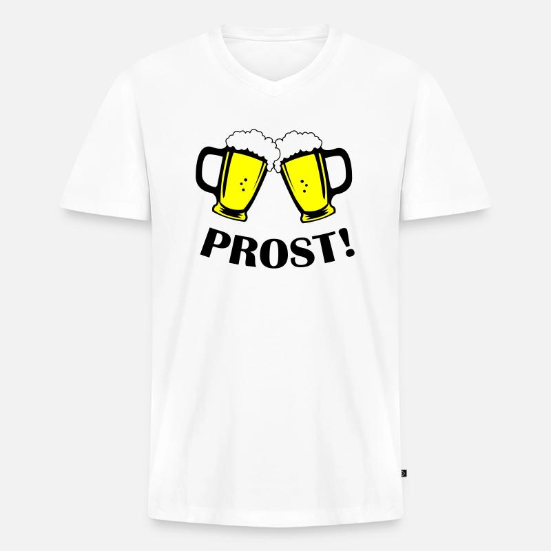 bier prost - Männer Premium Bio T-Shirt mit V-Ausschnitt - Weiß