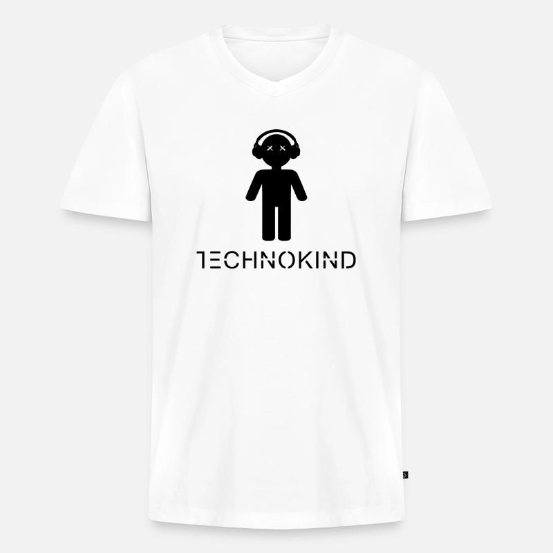 TECHNOKIND BOY - Männer Premium Bio T-Shirt mit V-Ausschnitt - Weiß