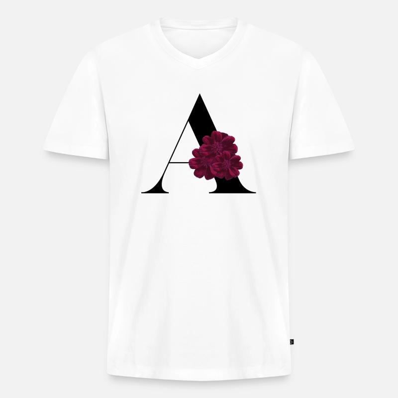 Buchstabe A Blühende - Männer Premium Bio T-Shirt mit V-Ausschnitt - Weiß