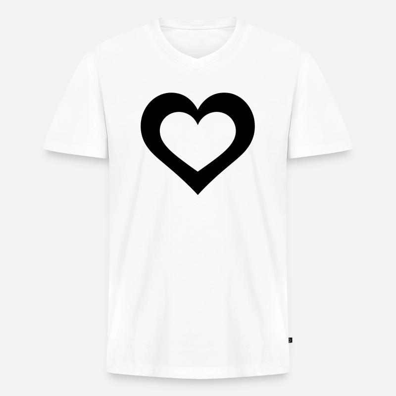 Herz - Männer Premium Bio T-Shirt mit V-Ausschnitt - Weiß