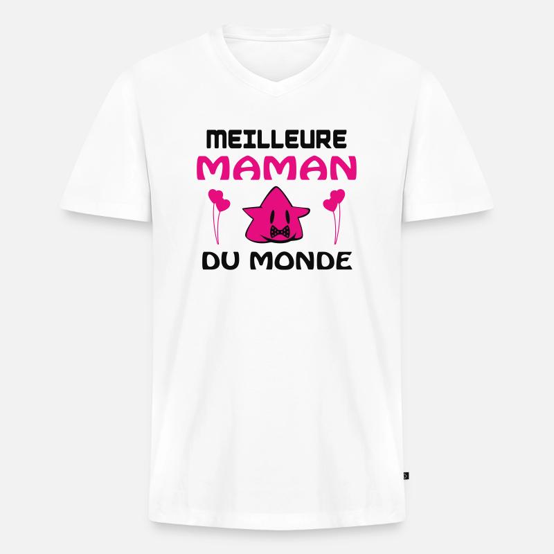 BESTE MUTTER DER WELT - Männer Premium Bio T-Shirt mit V-Ausschnitt - Weiß