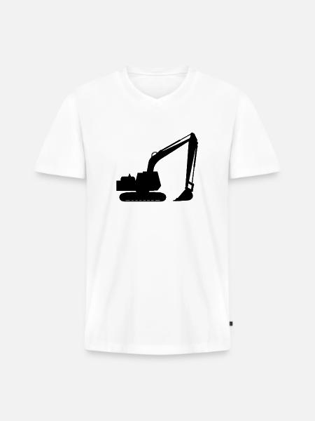 Silhouette with a shovel, backhoe - Men's Premium Organic T-shirt with V-neck - white