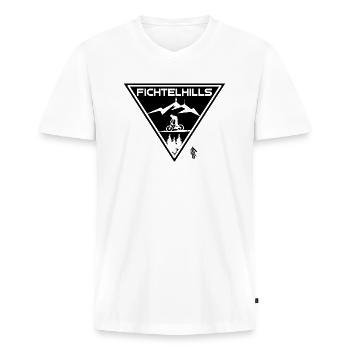 Fichtelgebirge MTB Schneeberg Upper Franconia - Men's Premium Organic T-shirt with V-neck - white - Front - Nico (187cm)