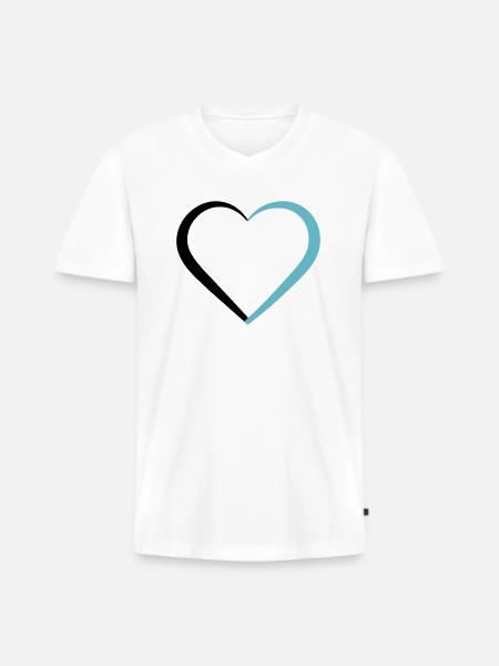 Herz - Männer Premium Bio T-Shirt mit V-Ausschnitt - Weiß