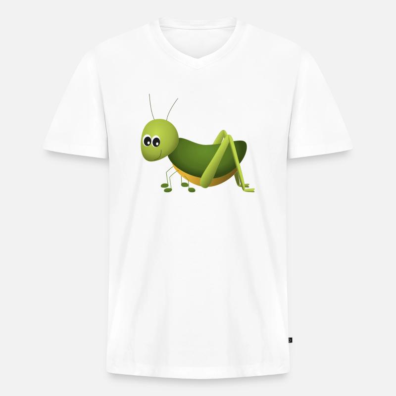 grashüpfer - Männer Premium Bio T-Shirt mit V-Ausschnitt - Weiß