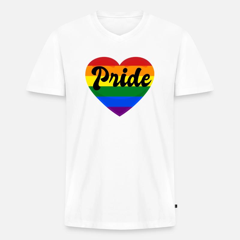 PRIDE - Männer Premium Bio T-Shirt mit V-Ausschnitt - Weiß