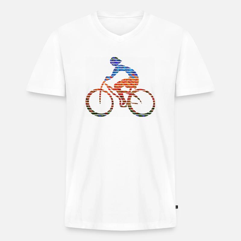 Radfahrer - Männer Premium Bio T-Shirt mit V-Ausschnitt - Weiß