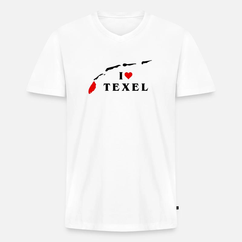 Ich liebe Texel - Männer Premium Bio T-Shirt mit V-Ausschnitt - Weiß