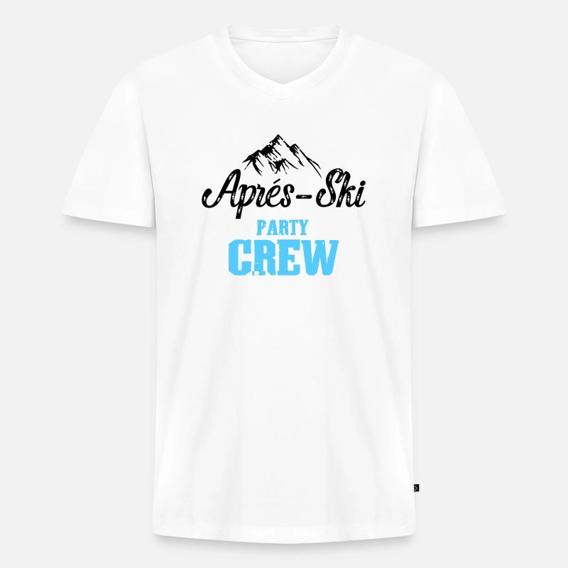 apres skiparty crew - Männer Premium Bio T-Shirt mit V-Ausschnitt - Weiß