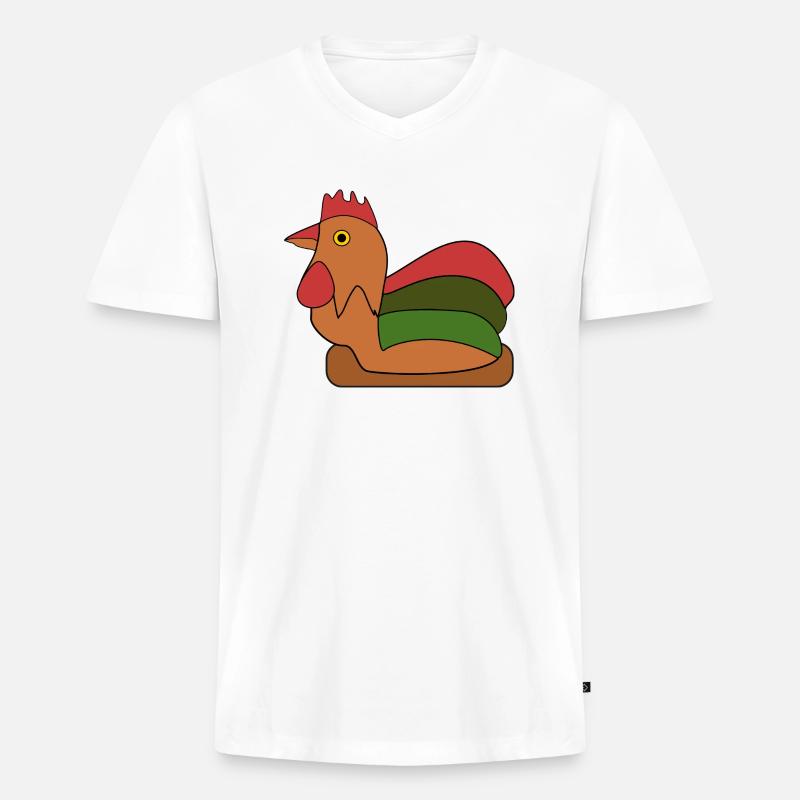 Stolzer Hahn - Männer Premium Bio T-Shirt mit V-Ausschnitt - Weiß