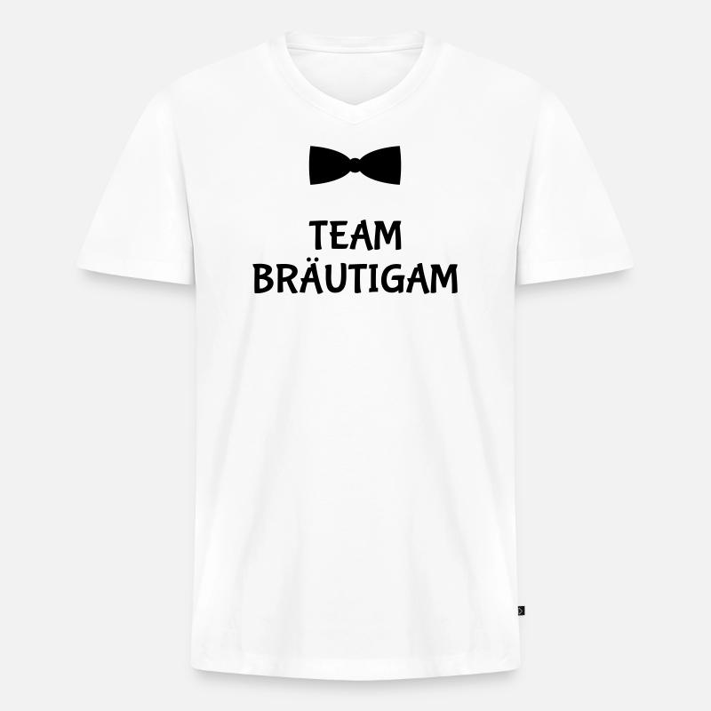 Team Bräutigam - Männer Premium Bio T-Shirt mit V-Ausschnitt - Weiß