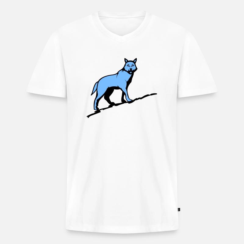 wolf wolf - Männer Premium Bio T-Shirt mit V-Ausschnitt - Weiß