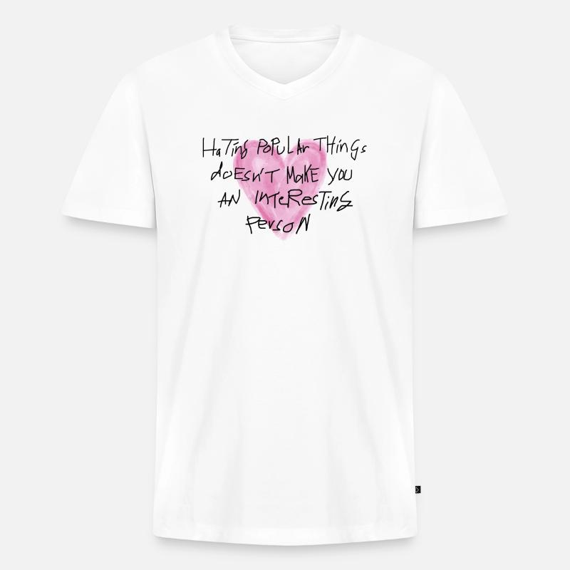 Handschrift Statement Herz - Männer Premium Bio T-Shirt mit V-Ausschnitt - Weiß
