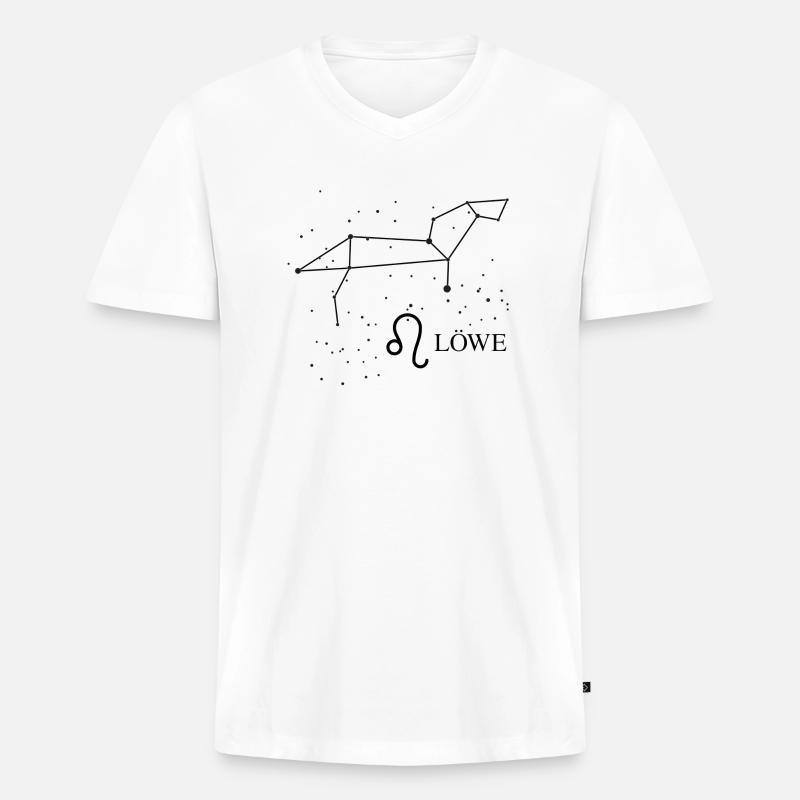 Tierzeichen Löwe mit Sternbild - Männer Premium Bio T-Shirt mit V-Ausschnitt - Weiß