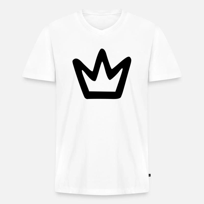 Schlichte Krone - Männer Premium Bio T-Shirt mit V-Ausschnitt - Weiß