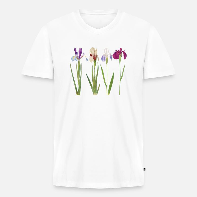 Iris - Männer Premium Bio T-Shirt mit V-Ausschnitt - Weiß