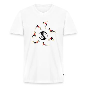 Deepwork - Männer Premium Bio T-Shirt mit V-Ausschnitt - Weiß - Vorne - Nico (187cm)
